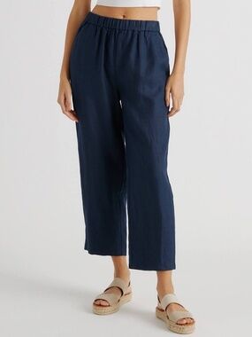 Quince Navy Blue 100% European Linen Pants, Ankle Length, NWOT, Size M